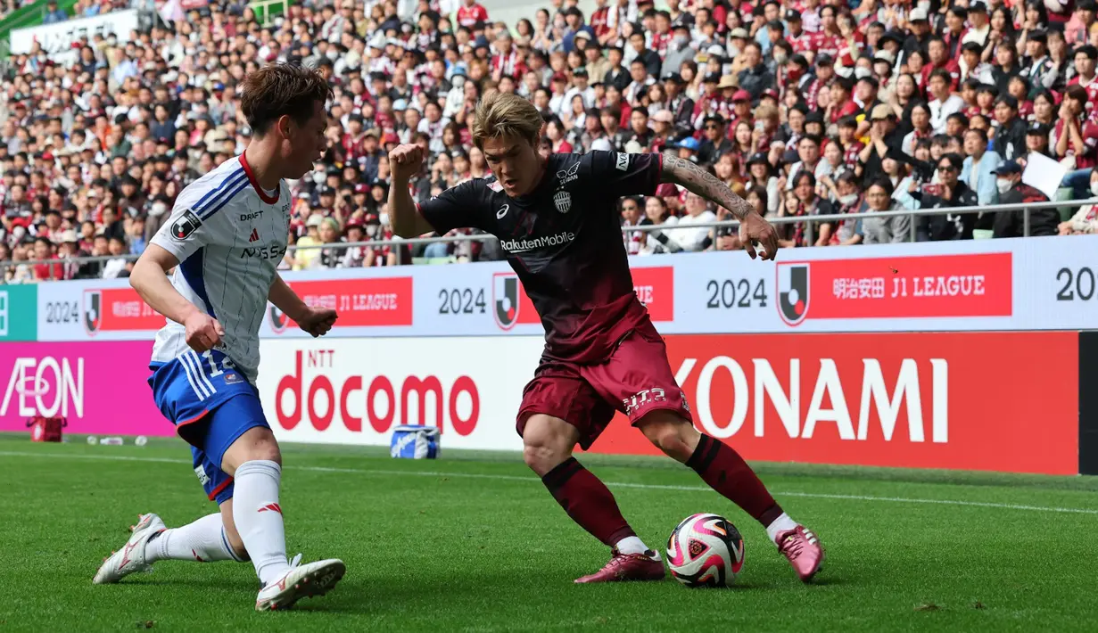 Ketiga tim yang masih punya kans juara adalah Vissel Kobe, Sanfrecce Hiroshima, dan Mechida Zelvia. Ketiga klub berurutan menempati posisi pertama (69 poin), kedua (68 poin), dan ketiga (66 poin) klasemen J1 League 2024. (Dok. J.League)