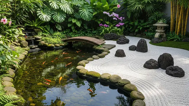 Inspirasi Kolam Ikan Dangkal ala Jepang untuk Halaman Rumah Kecil/Foto: AI Generated