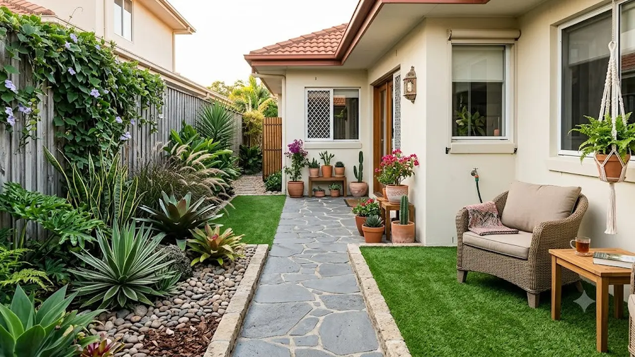 6 Inspirasi Taman Samping Rumah yang Cantik Tanpa Perlu Perawatan Harian