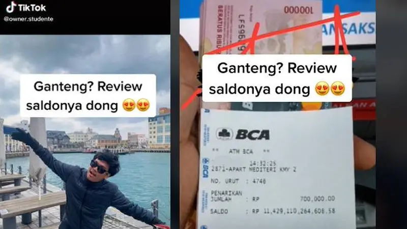 Pria pamer saldo ATM Rp 11 Triliun di TikTok. Dok: TikTok/owner.studente