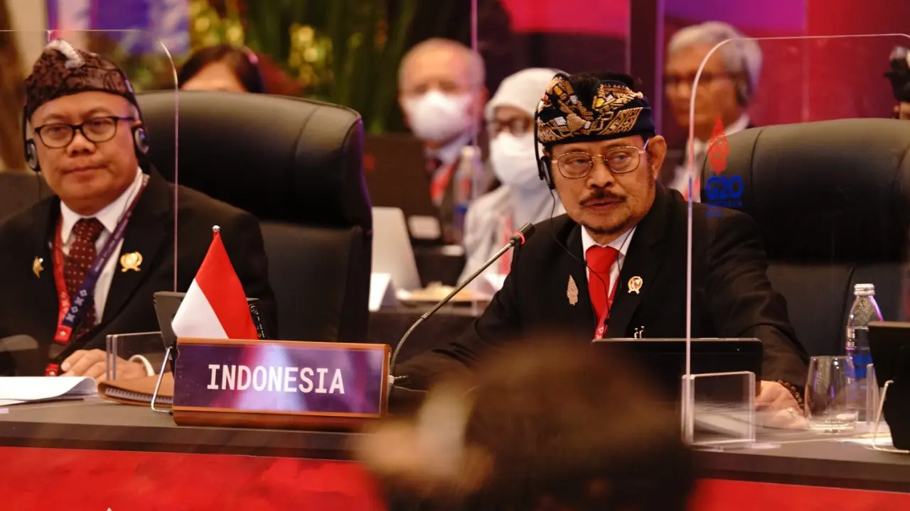 Menteri Pertanian Syahrul Yasin Limpo saat menghadiri pertemuan Tingkat Menteri Kelompok Kerja Pertanian G20 atau Agriculture Ministers Meeting (AMM) di Jimbaran, Bali pada Rabu (28/9/2022). (Foto dok. Kementerian Pertanian)
