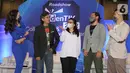 Puteri Indonesia Pariwisata 2016 Host Intan Aletrino, Koordinator Pemberdayaan Kapasitas Teknologi Digital Direktorat Pemberdayaan Informatika Aris Kurniawan, Juri CSR Jurike Moniaga, Peraih karya terpilih ke‐1 IdenTIK 2020 Ivan Tigana dan IdenTIK 2021 Adam Fauzi Akbar saat berbincang.