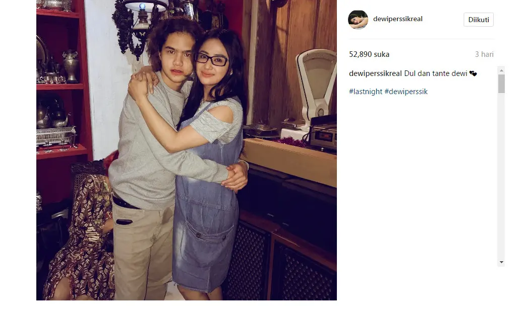 Dewi Perssik berpelukan dengan Dul Jaelani (Foto: Instagram)