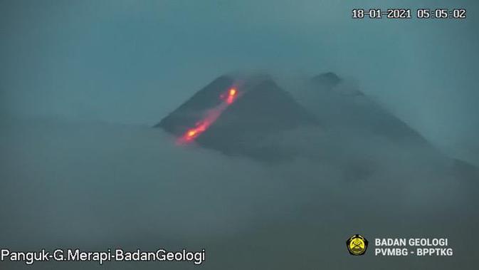 Penambakan Gunung Merapi, Senin (18/1/2021) pagi. (dok PVMBG)