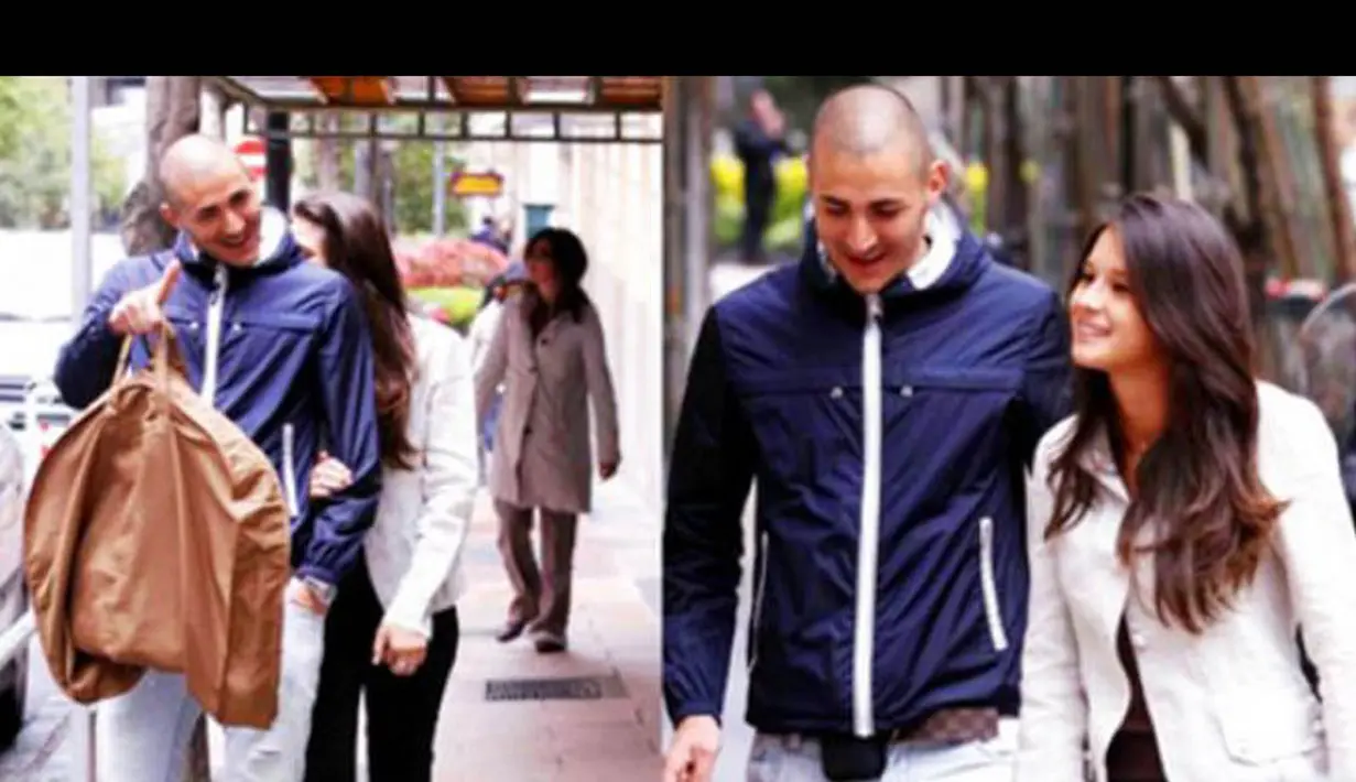 Benzema yang sempat digosipkan berselingkuh, menunjukkan kemesraannya bersama sang kekasih Chloe (facebook.com)