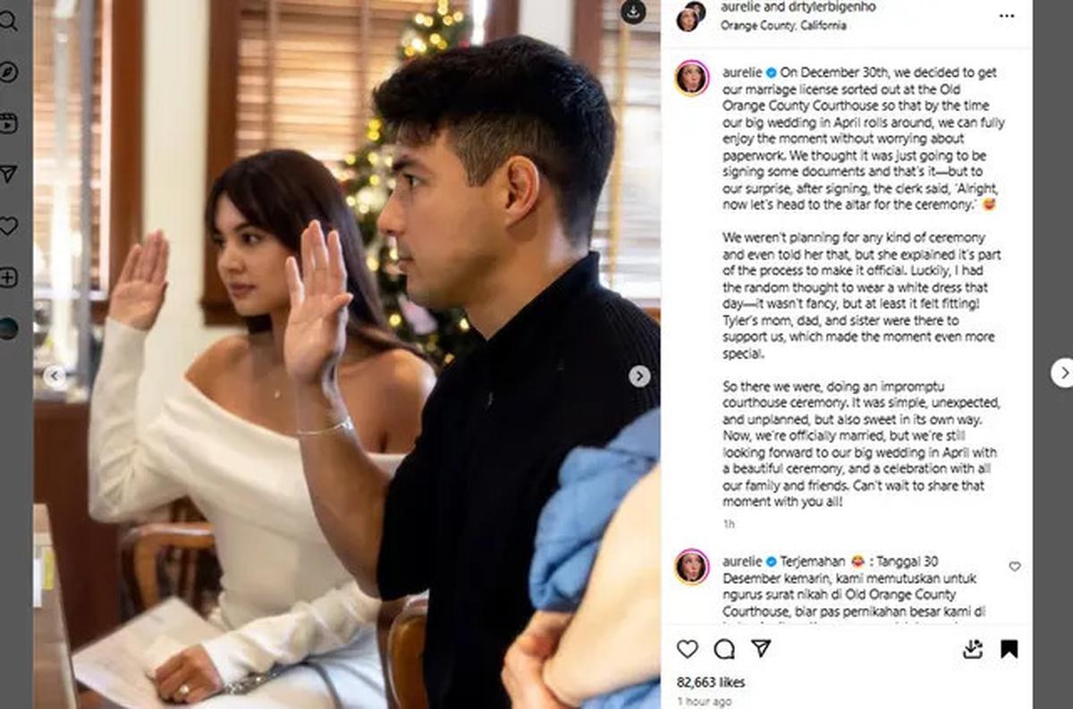 Cerita Aurelie Moeremans Nikah Kilat di Pengadilan di California, Tak Terencana tapi Manis