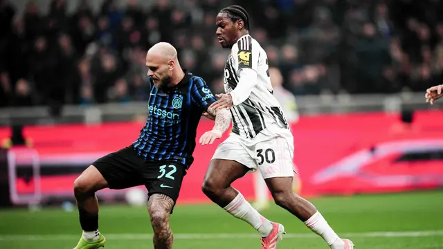 Duel Federico Dimarco dengan Jonathan David di laga Inter Milan vs Juventus di pekan ke-25 Liga Italia 2025/2026 di Giuseppe Meazza, Minggu (15/02/2026) dini hari WIB.