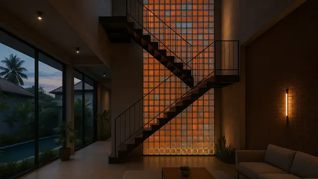 Desain Rumah Industrial dengan Glass Block 2025/via AI