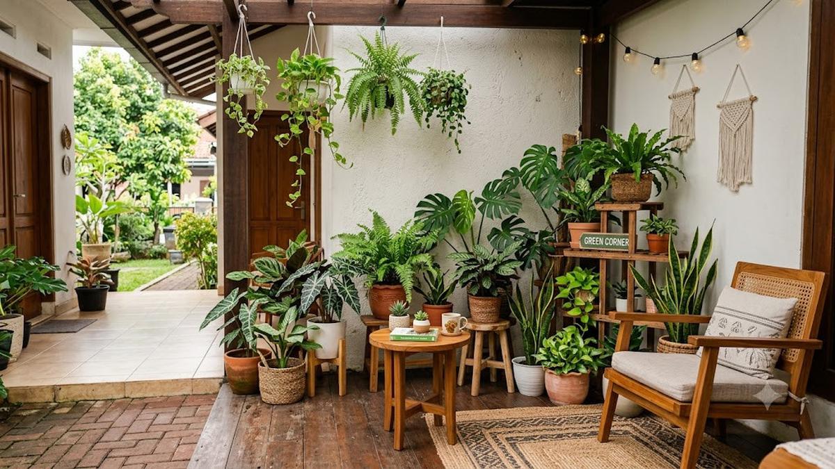 9 Ide Green Corner di Teras Rumah yang Bikin Hunian Terasa Lebih Asri dan Estetik
