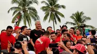 Calon Presiden dari Partai PDI Perjuangan Ganjar Pranowo saat berada di Kota Manado, Kamis 18 Mei 2023.