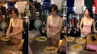 Gadis seksi penjual es krim di Taiwan sukses bikin rame kios jajanannya.