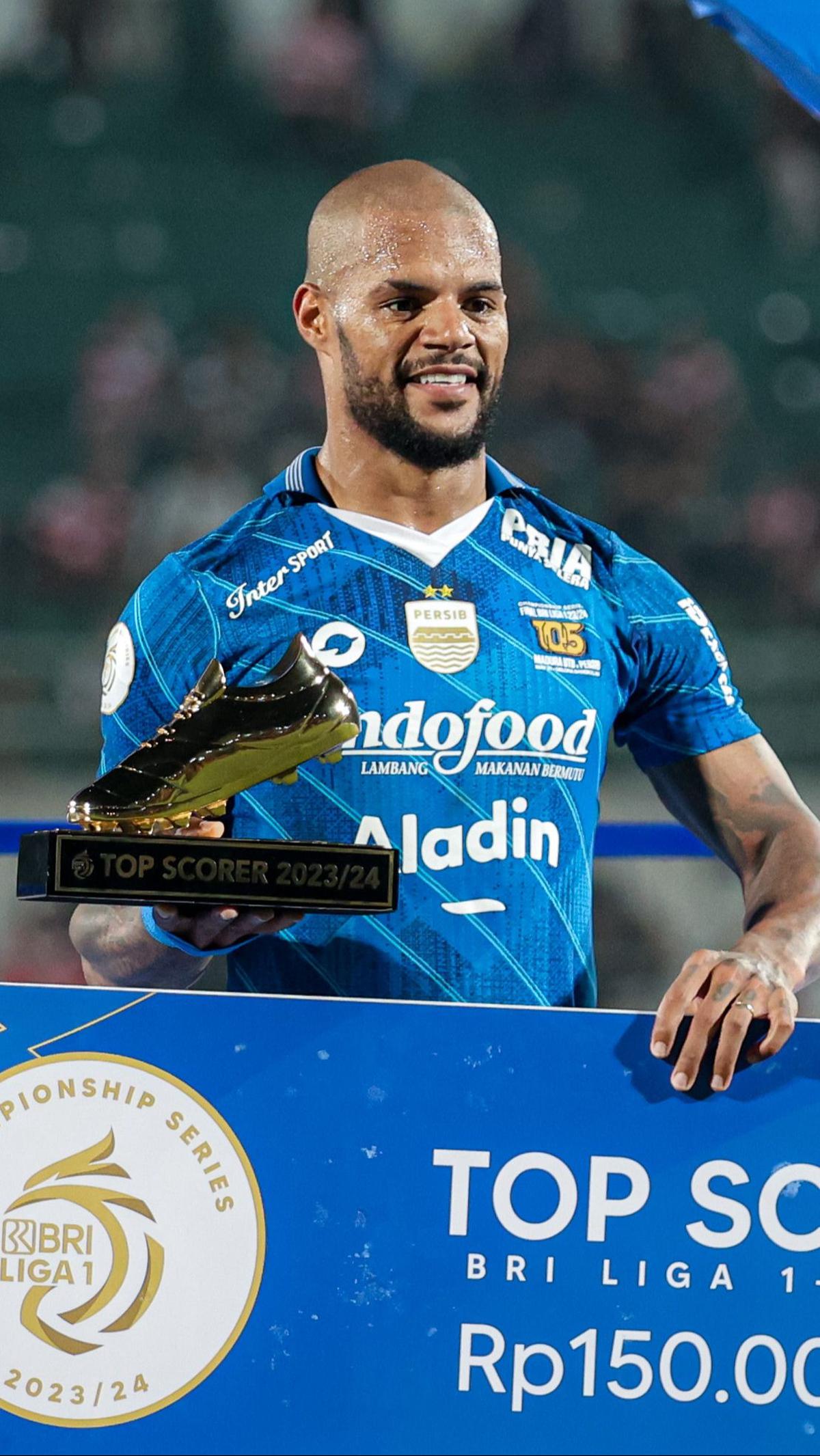 Striker Persib Bandung, David Da Silva sebagai 'Top Scorer' atau Pencetak Gol Terbanyak dengan catatan 30 gol. Foto: Bola.com/Bagaskara Lazuardi