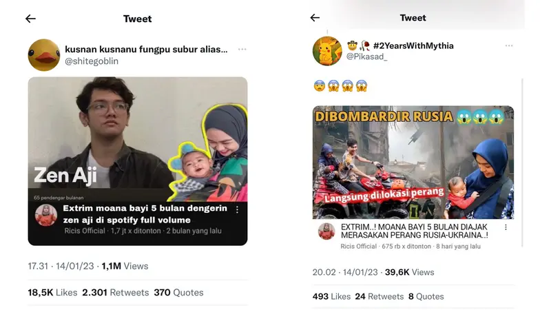 Viral Thumbnail Ria Ricis dan Moana ala Warganet (Sumber: Twitter @shitelobin @Pikasad_)