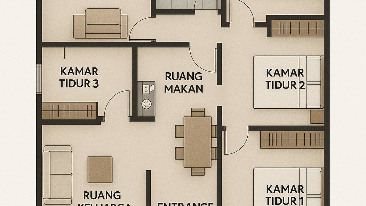 5 Denah Rumah 4 Kamar, Nyaman untuk Tempat Tinggal Keluarga Besar