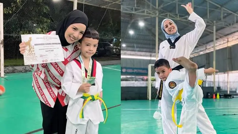 Raih Medali, Ini 5 Potret Tya Ariesta dan Putranya yang Menekuni Taekwondo