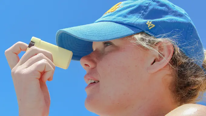 Woman with sunscreen