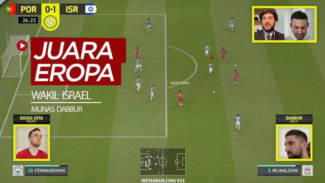 Berita video Israel, yang diwakili pemain Hoffenheim, Munas Dabbur, menjadi juara Eropa memakai tim Liverpool dalam turnamen yang digelar 433 dengan menggunakan gim FIFA 20.