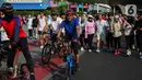 Usai ditiadakan Hari Bebas Kendaraan Bermotor (HBKB) atau Car Free Day (CFD) selama dua pekan berturut-turut, kini warga bisa kembali mengisi waktu akhir pekan saat pelaksanaan CFD. (Liputan6.com/Angga Yuniar)