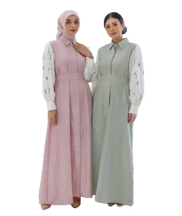 <p>Model Gamis Terbaru Motif Bunga Kombinasi Polos (shopee.com)</p>
