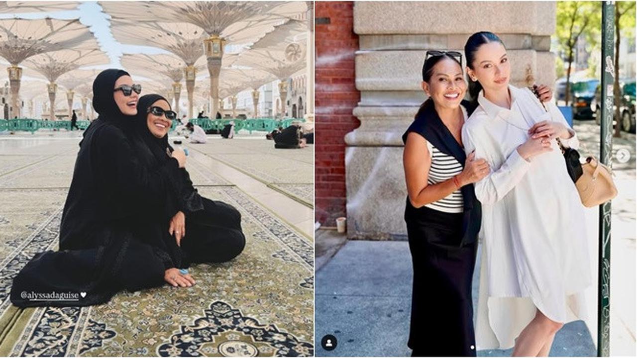 6 Potret Alyssa Daguise dan Risa Dewi Sang Ibunda, Bahagia Jalani Umrah Bareng