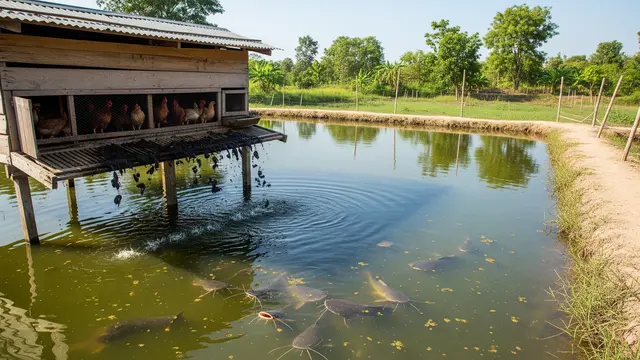 Kolam di bawah kandang ayam (Image by Gemini AI)