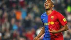 Barcelona's Cameroonian Samuel Eto'o celebrates his goal against Valladolid during their Liga football match on November 8, 2008 at the New Camp stadium, in Barcelona. AFP PHOTO/JOSEP LAGO 