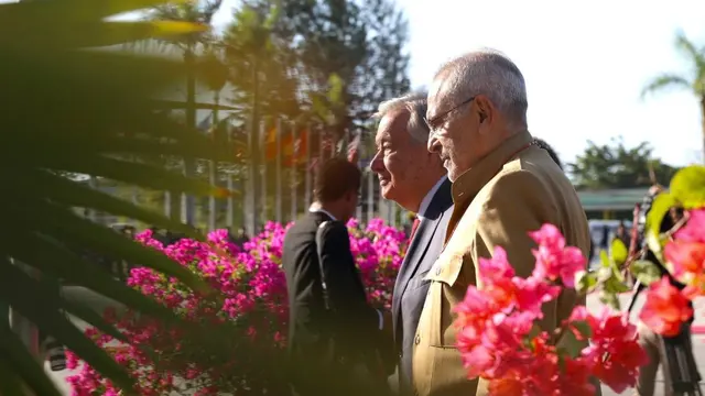 Sekjen PBB Antonio Guterres (kiri) bertemu dengan Presiden Timor Leste Jose Ramos-Horta di Dili, Rabu (28/8/2024). (Foto. X/@antonioguterres)