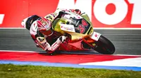 Mario Suryo Aji saat mengaspal di Moto2 Belanda 2024. (Idemitsu Honda Team Asia)