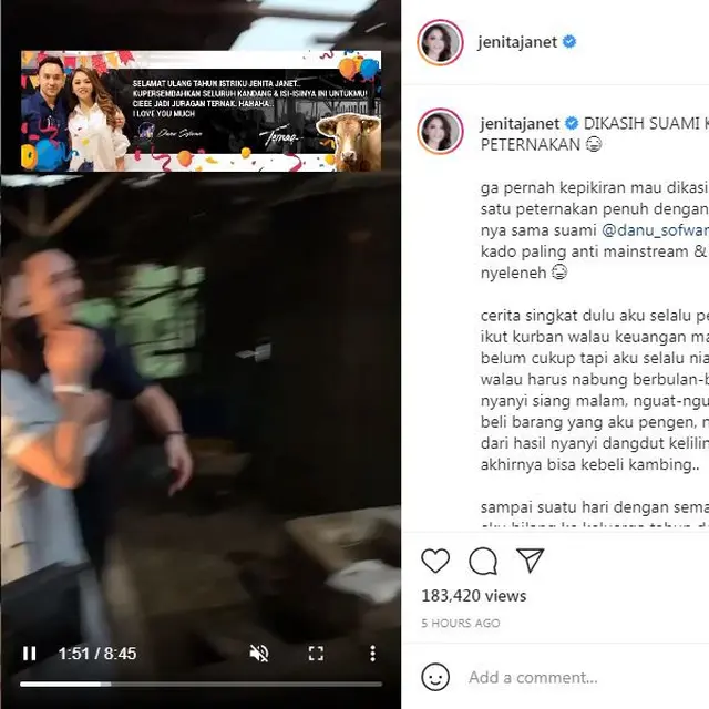 Ulang Tahun Jenita Janet dapet kado Peternakan Sapi