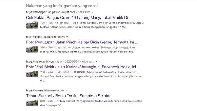 Gambar Tangkapan Layar Penelusuran Foto dengan Google Reverse Image.