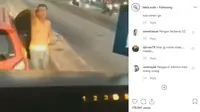 Sebuah video memperlihatkan seorang pria tak terima dan marah kepada sopir Transjakarta saat berkendara di dalam jalur Busway viral di media sosial. (@fakta.indo)
