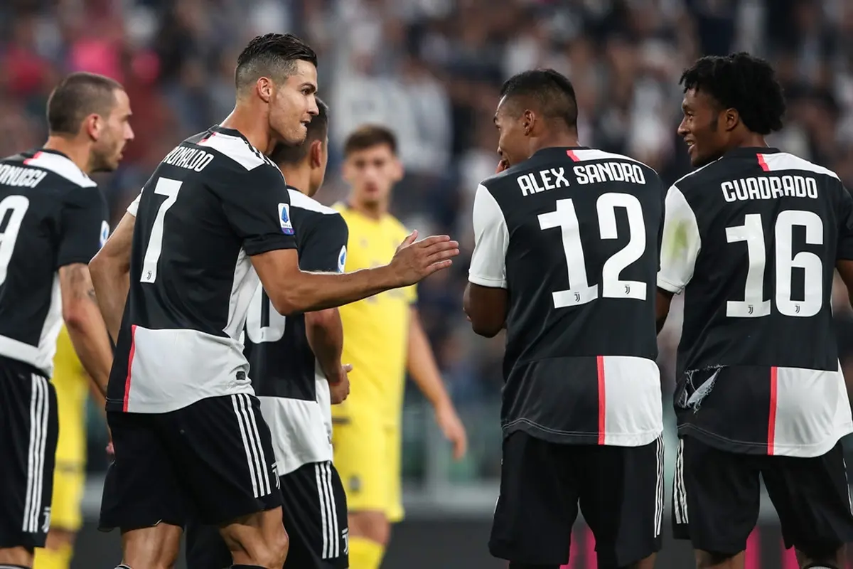 Juventus merayakan gol Cristiano Ronaldo (ISABELLA BONOTTO / AFP)