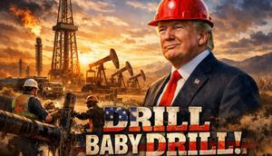 Ilustrasi Presiden Amerika Serikat Donald Trump dengan simbol industri minyak, merujuk pada pernyataan dan kebijakannya yang mendorong eksplorasi serta peningkatan produksi energi berbasis bahan bakar fosil. (Diproduksi oleh OpenAI)