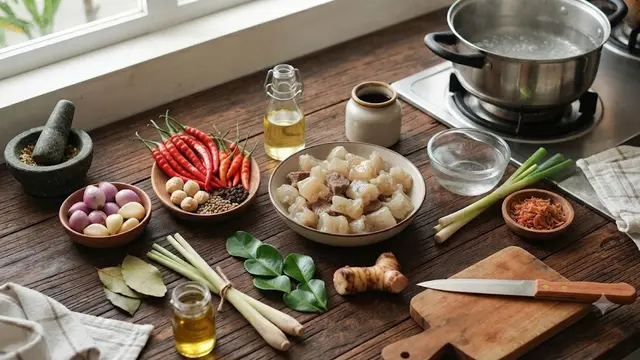 Bahan dan Bumbu Resep Oseng Kikil Pedas Manis (AI Generated)