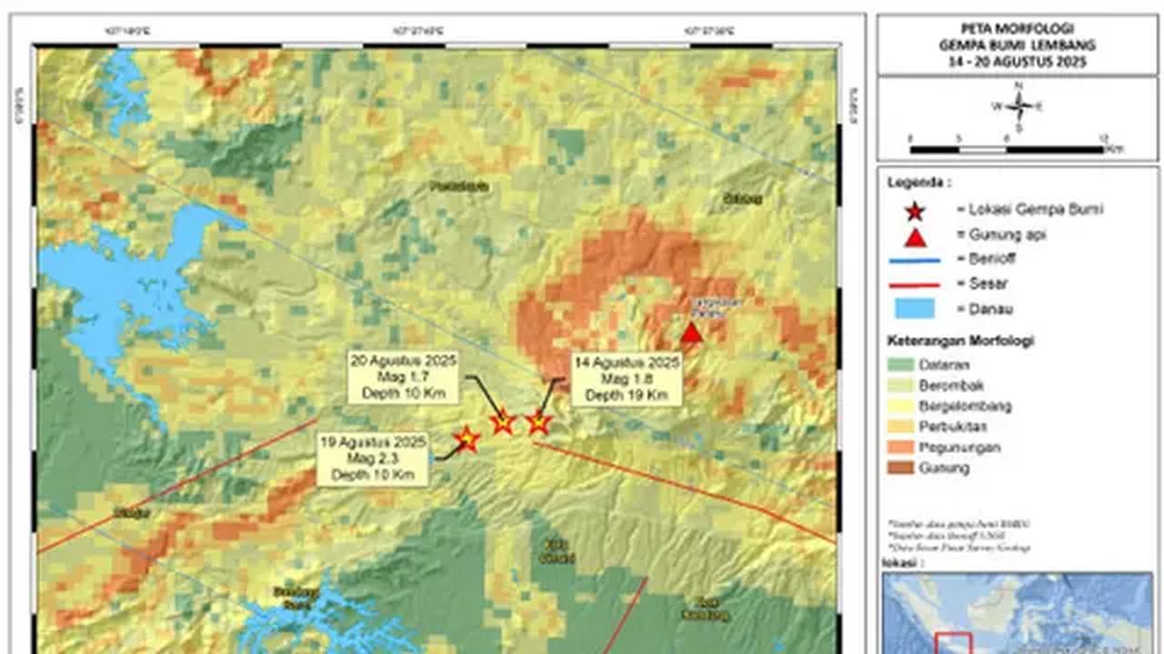 Peta morfologi wilayah terdampak Gempa Bumi Bandung Barat Agustus 2025. (sumber: PVMBG Badan Geologi Kementerian ESDM)