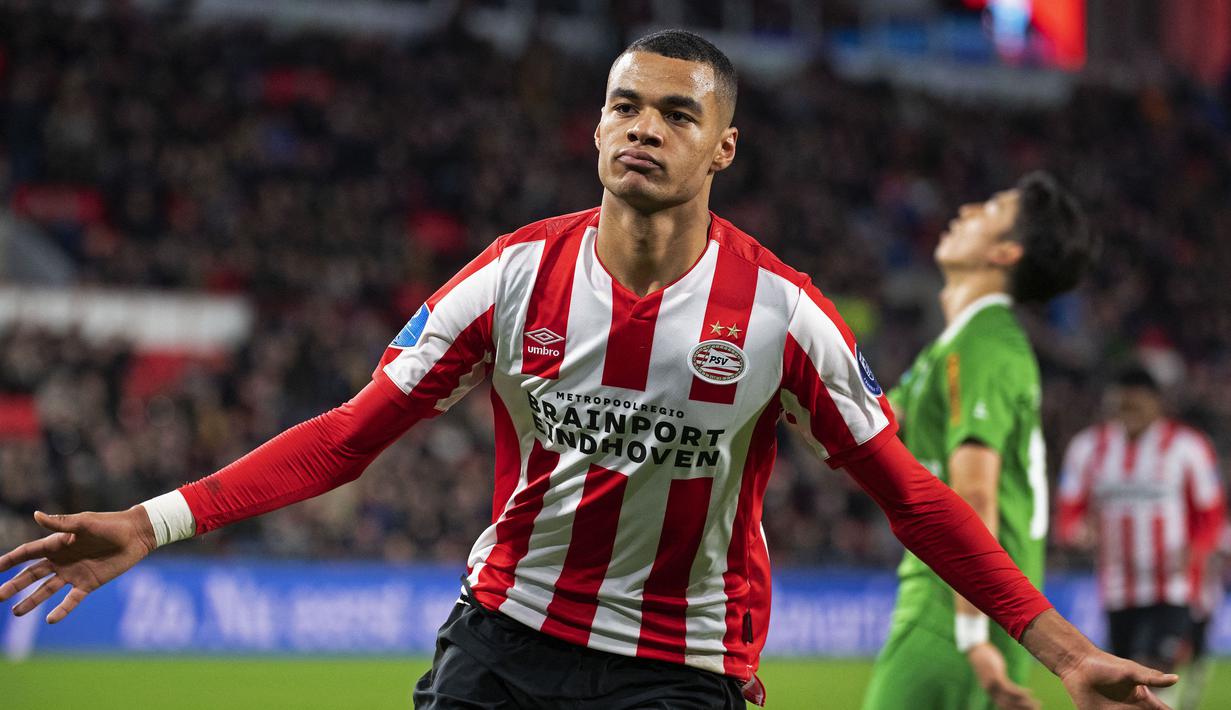 Cody Gakpo merupakan jebolan akademi PSV Eindhoven yang saat ini telah bermain secara reguler di tim utama. Ia menunjukkan performa yang cukup baik pada musim ini dengan mencetak 18 gol dan 15 assist dari 42 penampilan di semua kompetisi. (AFP/Olaf Kraak)