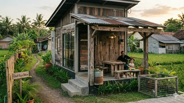 Desain Rumah Minimalis di Desa dengan Sentuhan Kayu Bekas Biar Unik dan Hemat