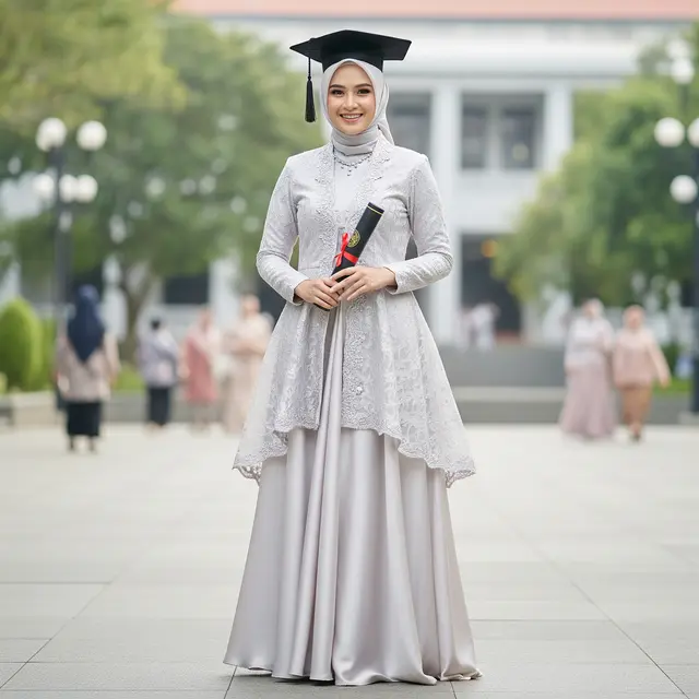 9 Model Gamis Kebaya Muslim untuk Wisuda Terbaru, Tampil Anggun di Hari Bahagia