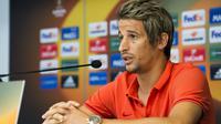 Bek anyar Real Madrid Fabio Coentrao didaftarkan sebagai striker dalam skuat El Real di Liga Champions. (LAURIE DIEFFEMBACQ / BELGA / AFP)