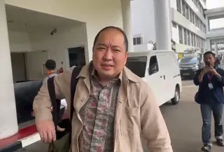 Dirut PT Sri Rejeki Isman Tbk (Sritex) Iwan Kurniawan Lukminto memenuhi panggilan penyidik Kejaksaan Agung. (Nanda Perdana).