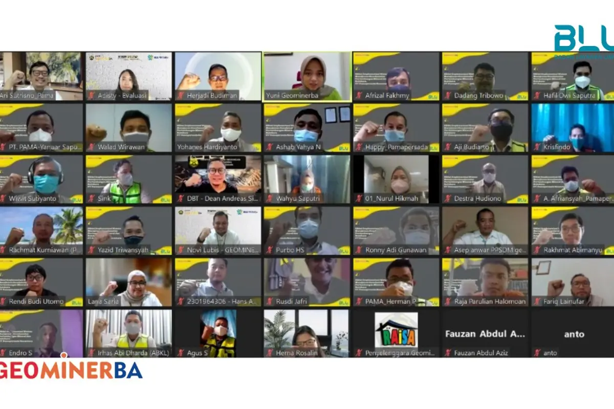 Peserta Pendidikan dan Pelatihan Implementasi Sistem Manajemen Keselamatan Pertambangan berbasis online.
