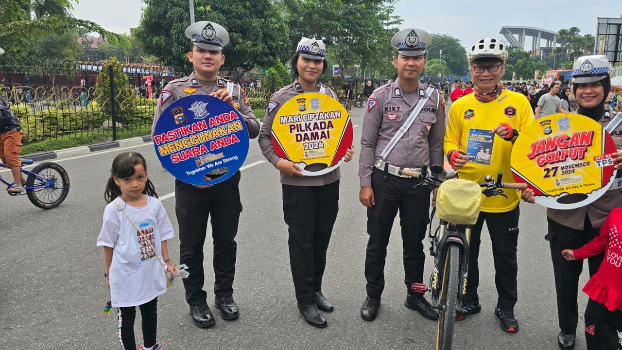 Manfaatkan CFD, Satlantas Pekanbaru Ajak Masyarakat Wujudkan Pilkada Damai