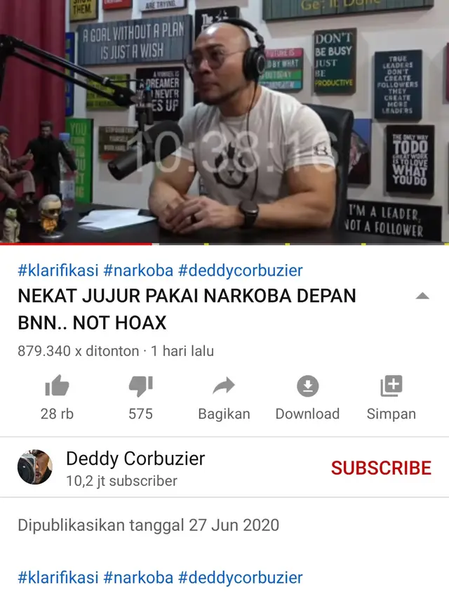 Unggahan Deddy Corbuzier. (Foto: YouTube Deddy Corbuzier)