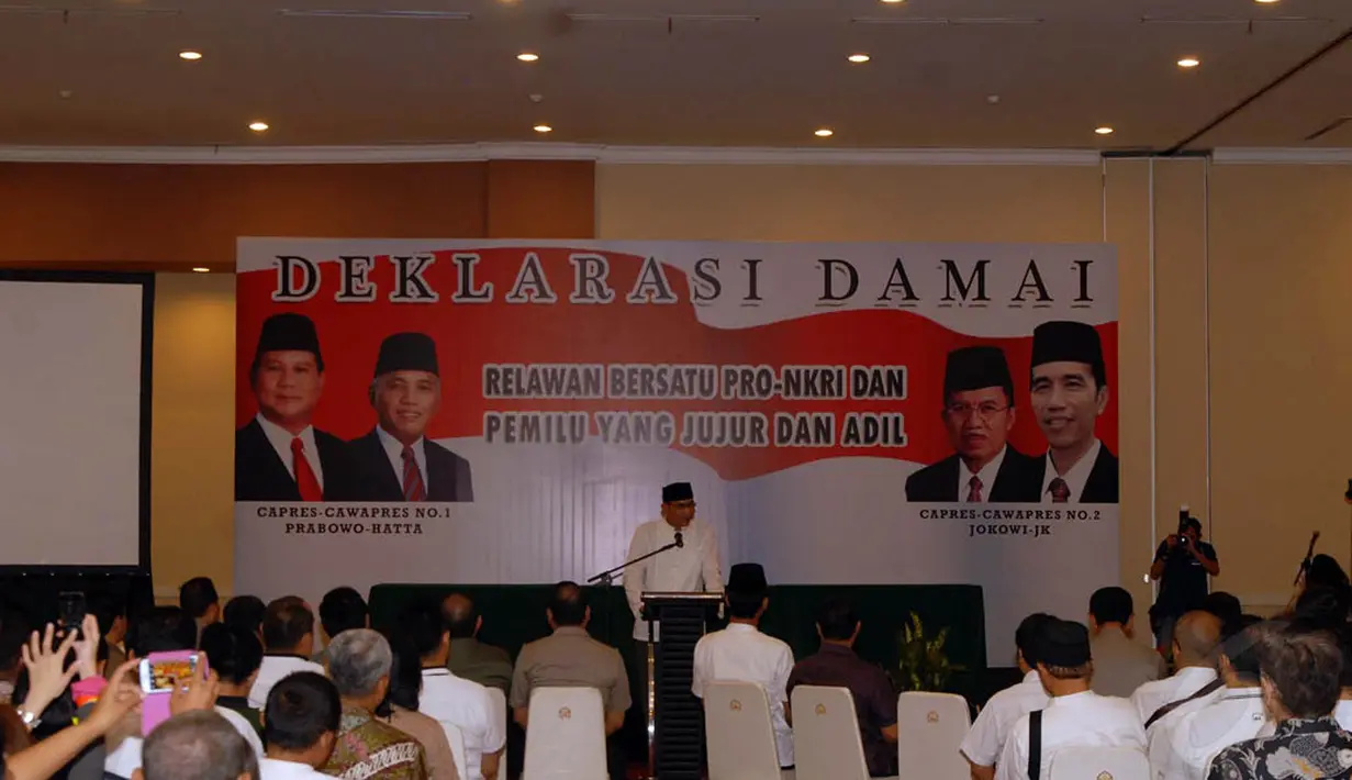 Acara ini digelar untuk menjaga suasana kondusif jelang pengumuman pemenang pilpres yang akan dilakukan Komisi Pemilihan Umum (KPU) pada 22 Juli nanti. (Liputan6.com/Miftahul Hayat)
