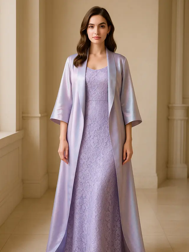 Model Long Dress Kombinasi Outer Satin