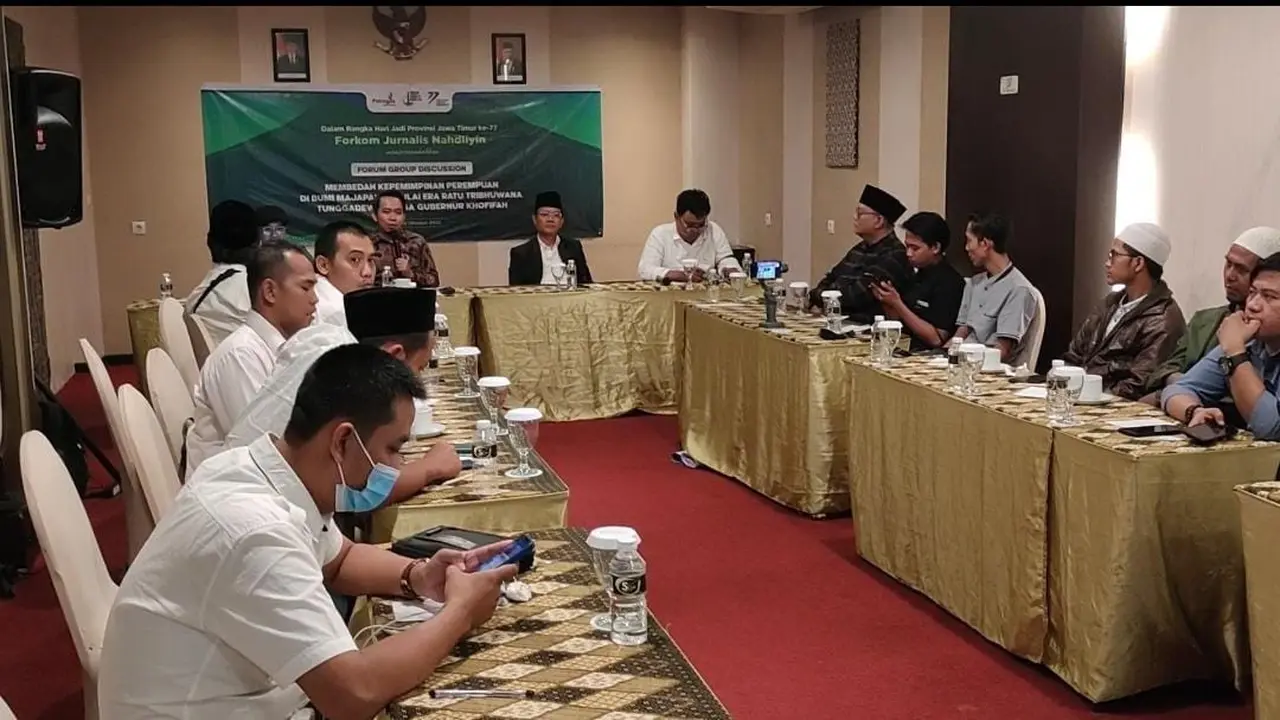 FGD bedah kepemimpinan perempuan yang digelar oleh Forkom Jurnalis Nahdliyin yang diadakan dalam rangka HUT  Jawa Timur. (Istimewa).