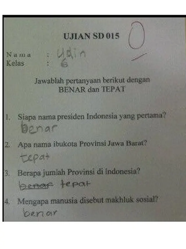 6 Potret Lembar Jawaban Murid Dapat Nilai 0 Ini Bikin Guru Tepuk Jidat