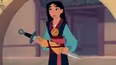 Dalam film Mulan, ia menulis menggunakan tangan kiri sementara memegang pegang dengan tangan kanan. Mulan sendiri mungkin seorang ambidextrous. (Disney)