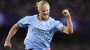 Ketajaman Erling Haaland berlanjut di Liga Champions 2022/2023. Kontribusinya turut berandil membawa Manchester City membungkam Sevilla 4-0 di Estadio Ramon Sanchez Pizjuan, Rabu (7/9/2022). (AP/Jose Breton)