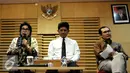 Pimpinan KPK (dari kiri) Basaria Panjaitan, Laode M.Syarif dan Alexander Marwata, memberikan penjelasan terkait isue-isue terkini yang tengah dan akan dilanjutkan penangannya oleh KPK, di Gedung KPK, Jakarta, Selasa (15/11). (Liputan6.com/Helmi Affandi)